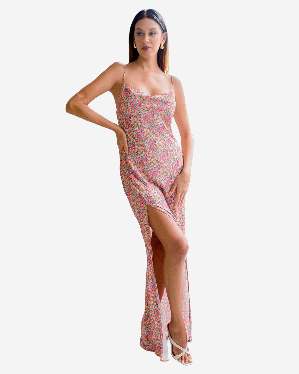 VESTIDO DE SEDA FLOREADO